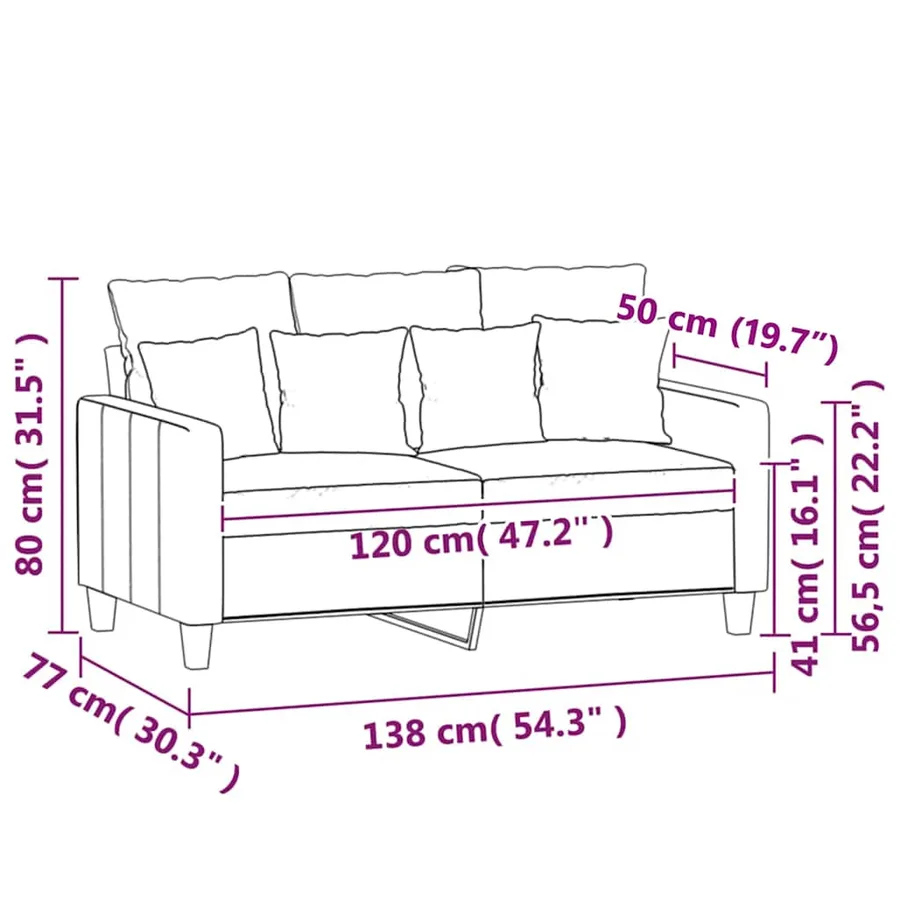 Canapé à 2 places Vert foncé 120 cm Velours - 8