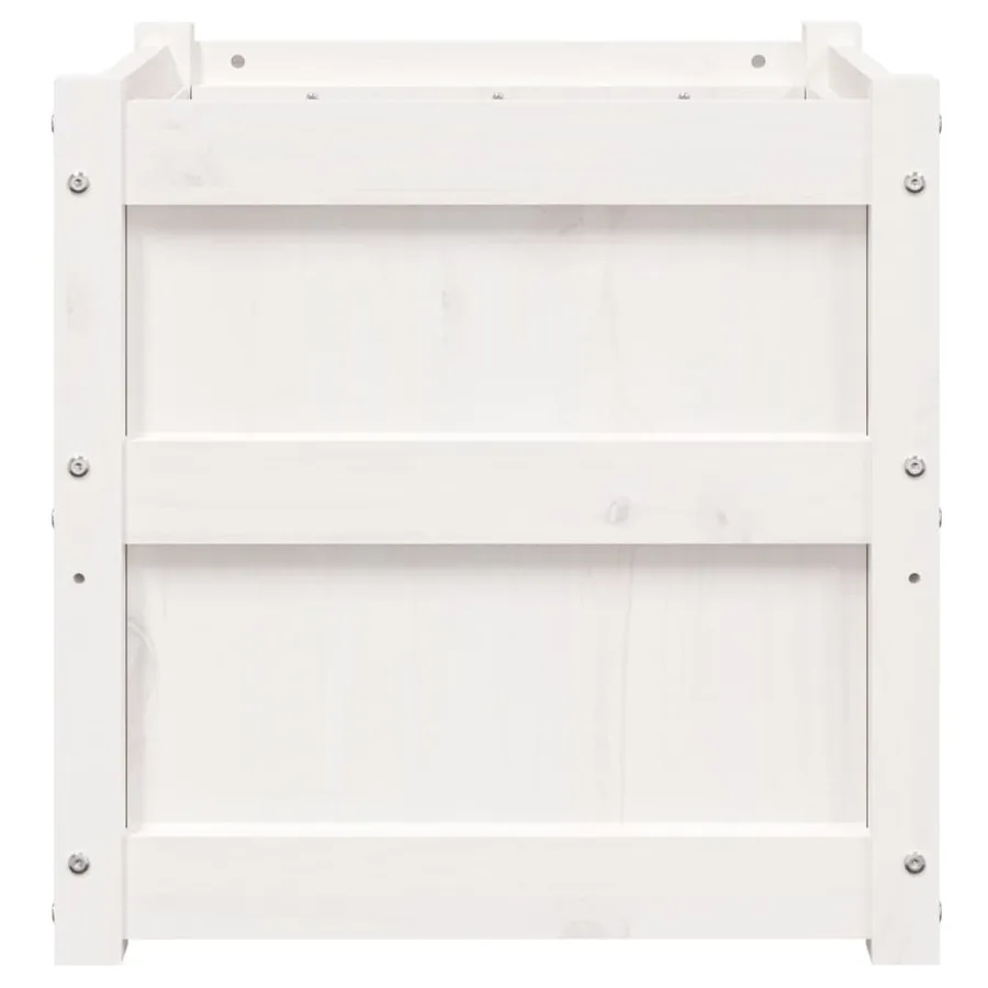 Jardinière blanc 50x50x50 cm bois de pin massif - 5