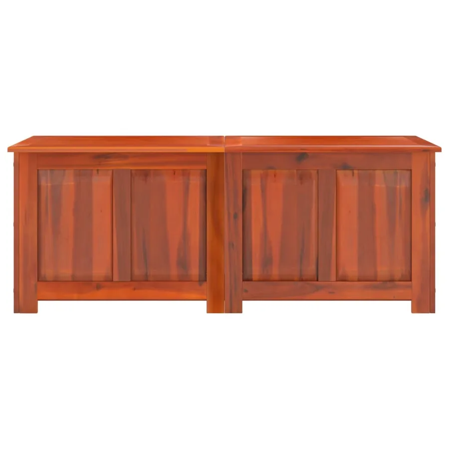 Coffre de rangement avec couvercle marron bois massif d'acacia - 4