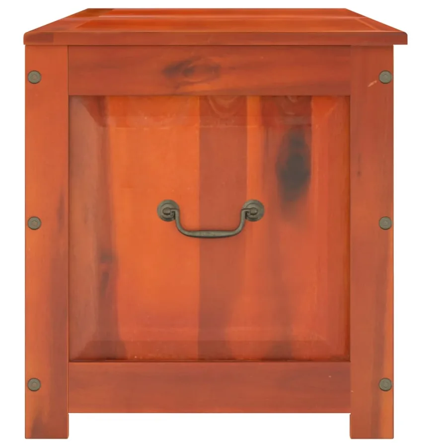 Coffre de rangement avec couvercle marron bois massif d'acacia - 5