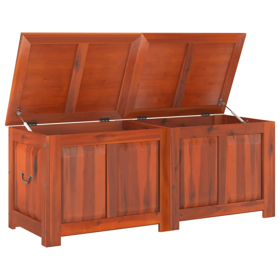 Coffre de rangement avec couvercle marron bois massif d'acacia - 7