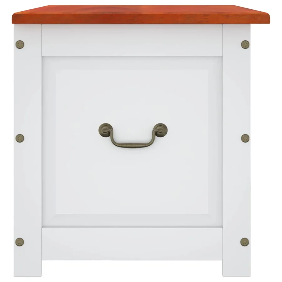 Coffre de rangement et couvercle marron et blanc bois d'acacia - 5