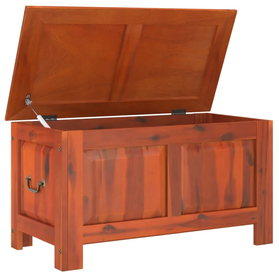 Coffre de rangement avec couvercle marron bois massif d'acacia - 7