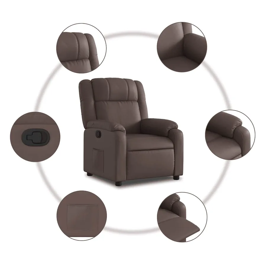 Fauteuil inclinable Marron Similicuir - 5