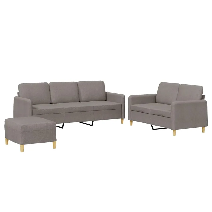 Ensemble de canapés 3 pcs avec coussins Taupe Tissu - 2