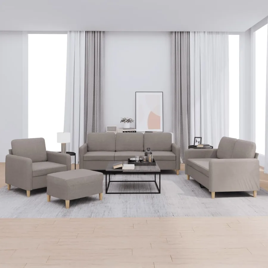 Ensemble de canapés 4 pcs avec coussins Taupe Tissu