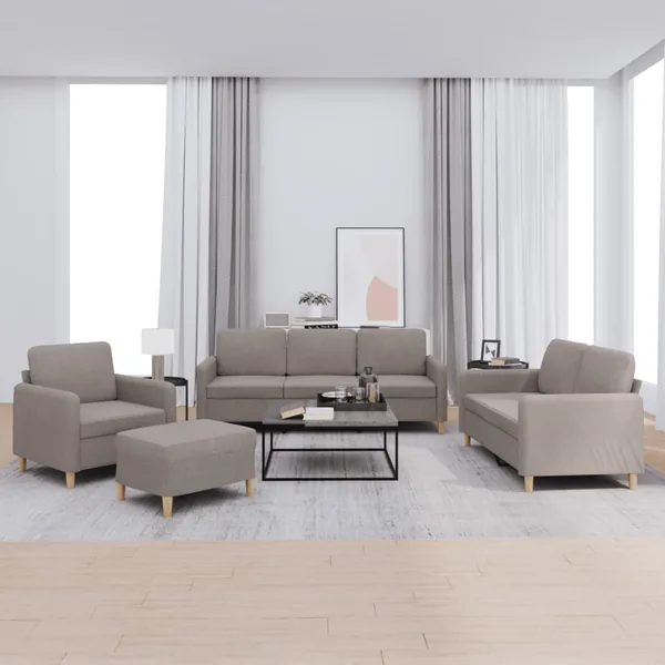 Ensemble de canapés 4 pcs avec coussins Taupe Tissu