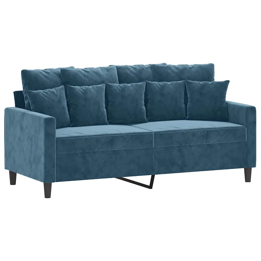 Canapé à 2 places Bleu 140 cm Velours - 2