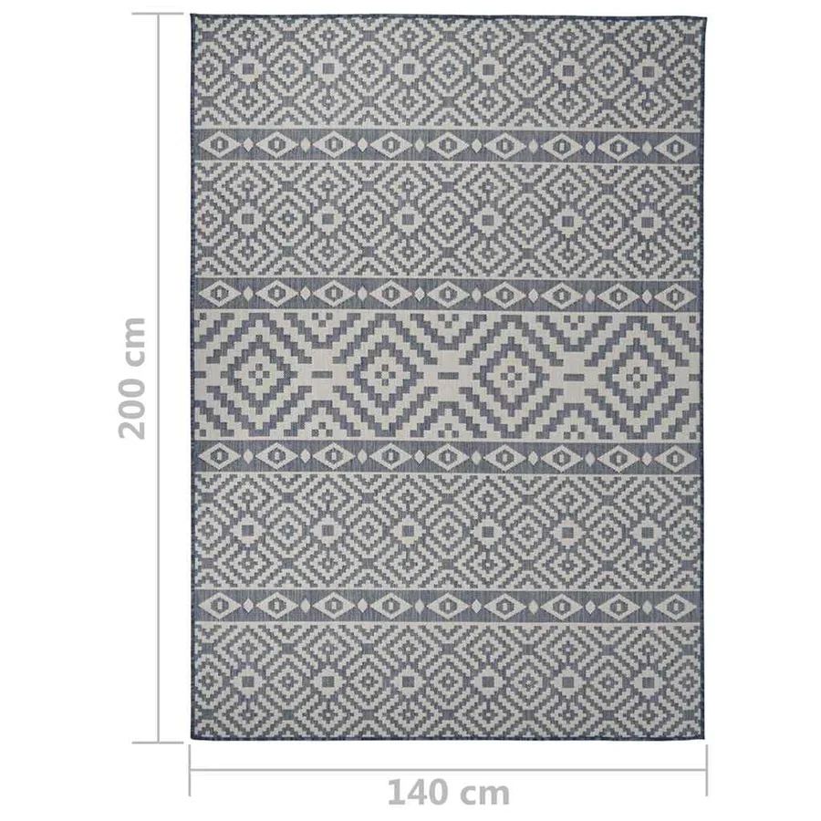 Tapis à tissage plat d'extérieur 140x200 cm Rayures bleues - 6