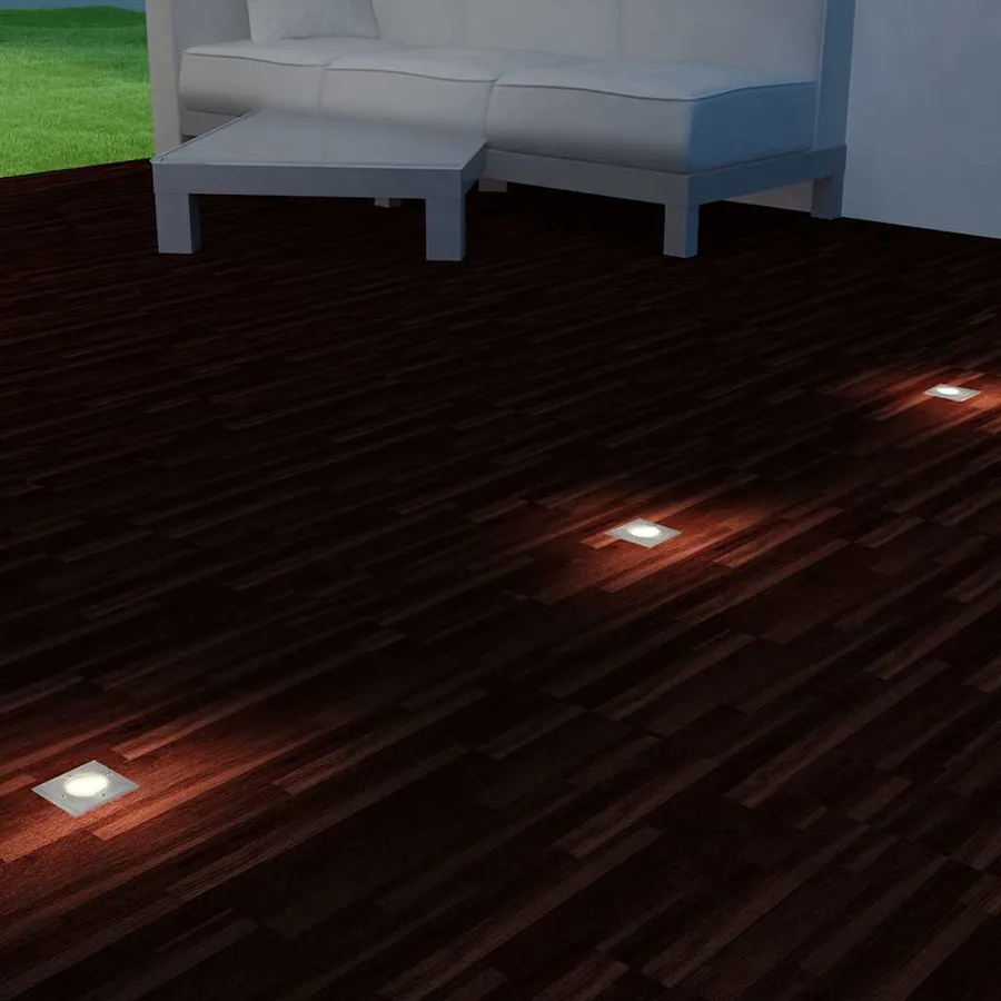 Lampes au sol à LED d'extérieur 3 pcs carré - 6