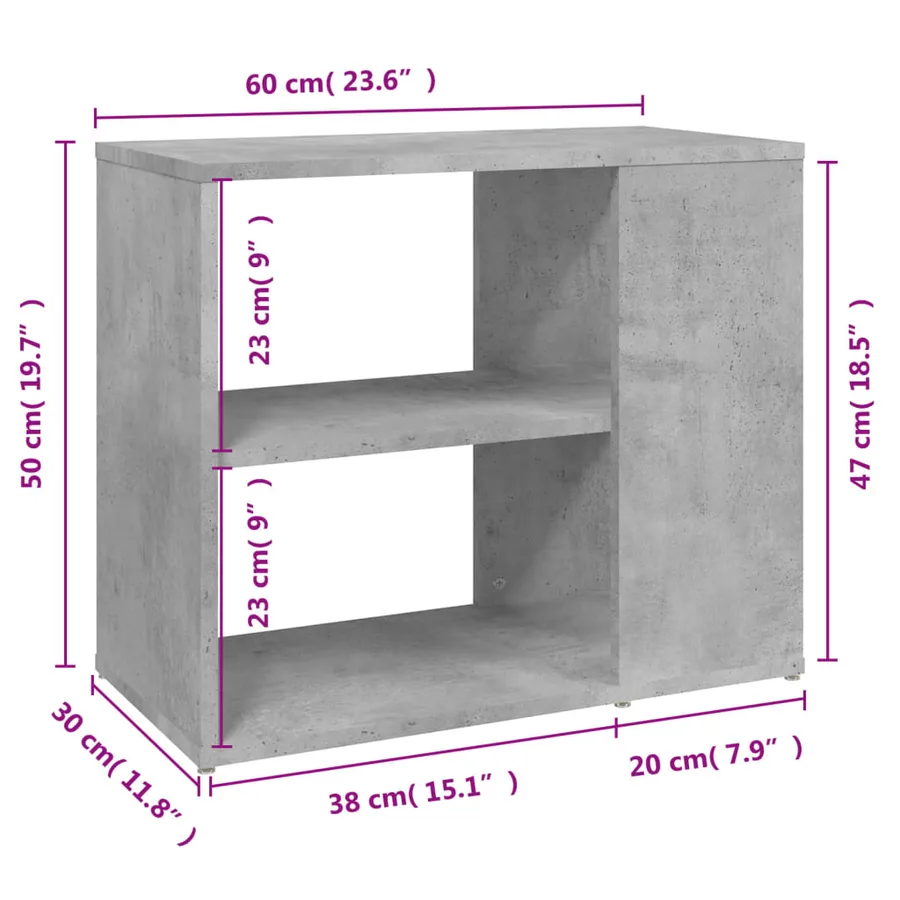 Armoire latérale Gris béton 60x30x50 cm Aggloméré - 7