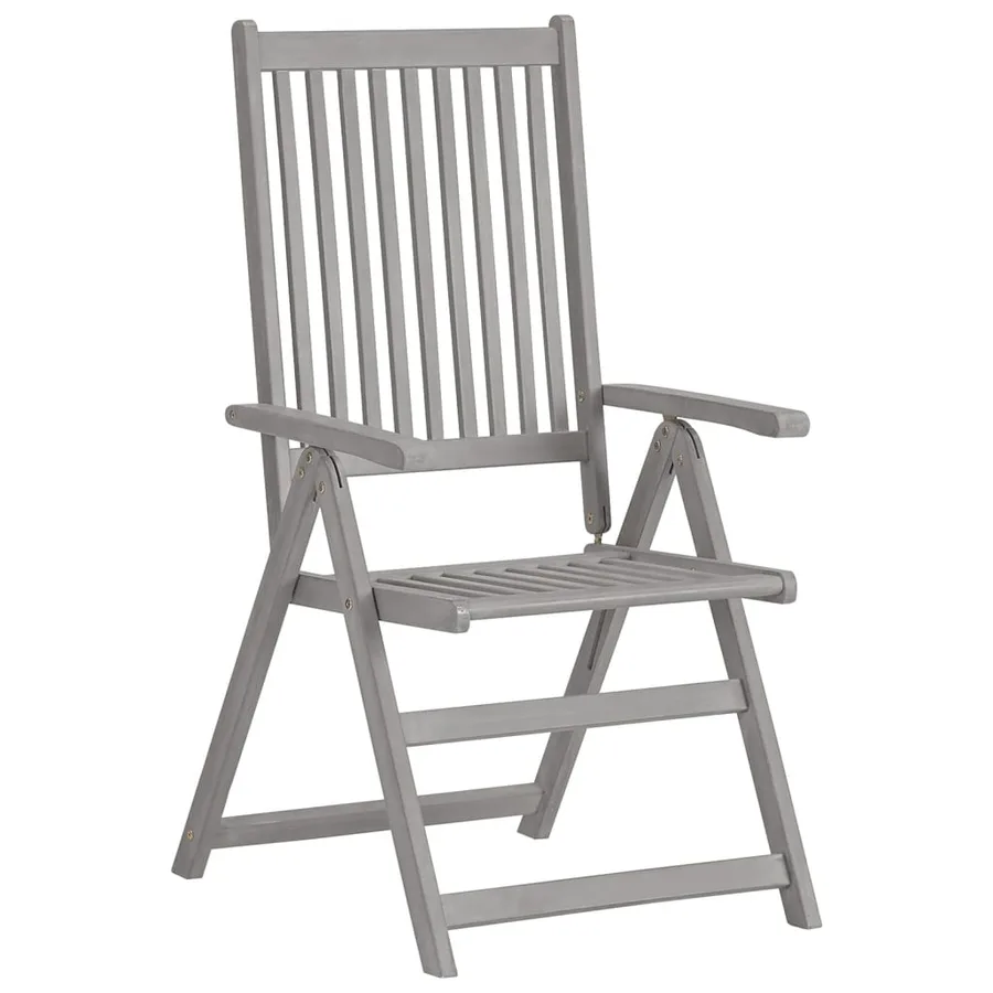 Chaises inclinables de jardin et coussins lot de 8 Gris Acacia - 4