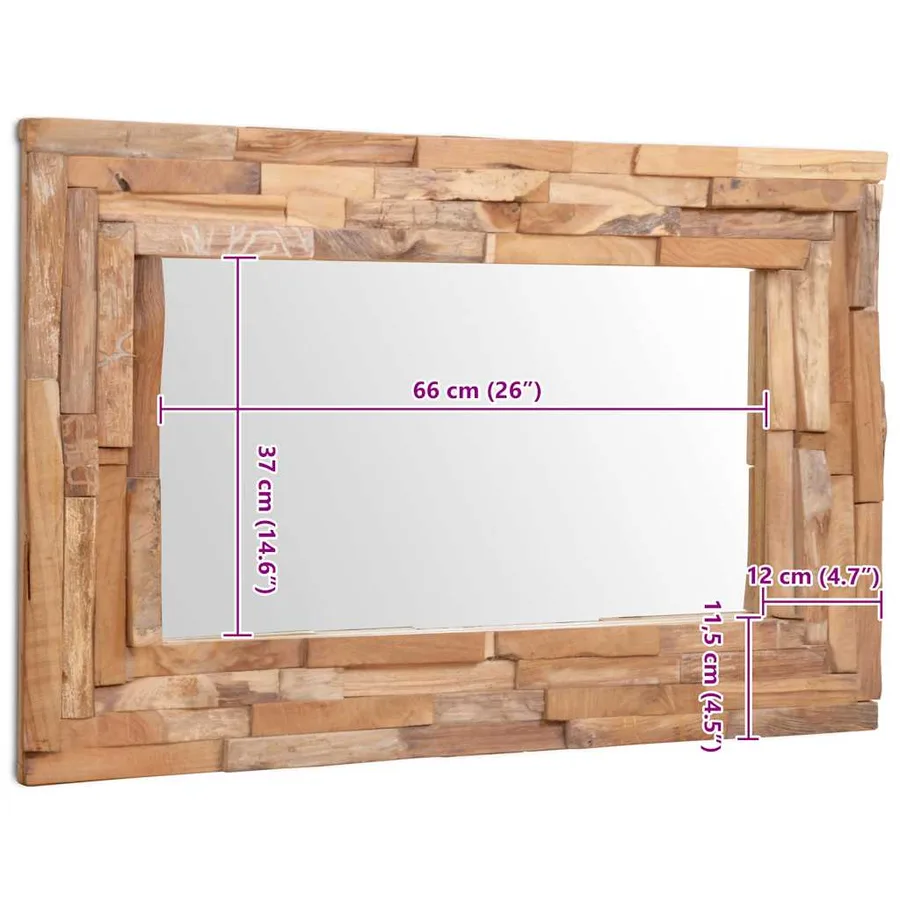 Miroir décoratif Teck 90x60 cm Rectangulaire - 12