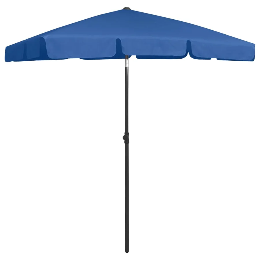 Parasol de plage bleu azuré 180x120 cm - 2