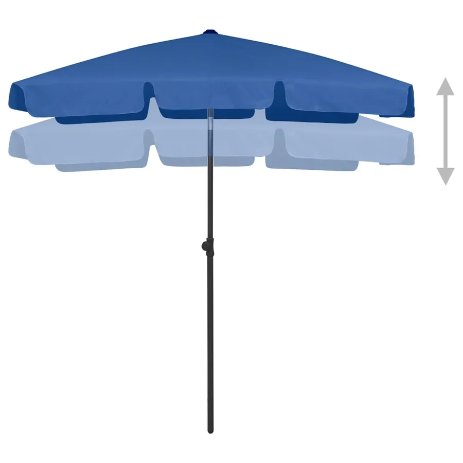 Parasol de plage bleu azuré 180x120 cm - 3