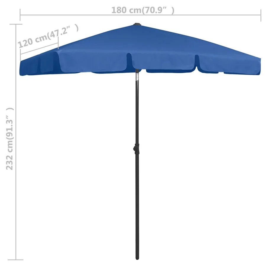 Parasol de plage bleu azuré 180x120 cm - 8