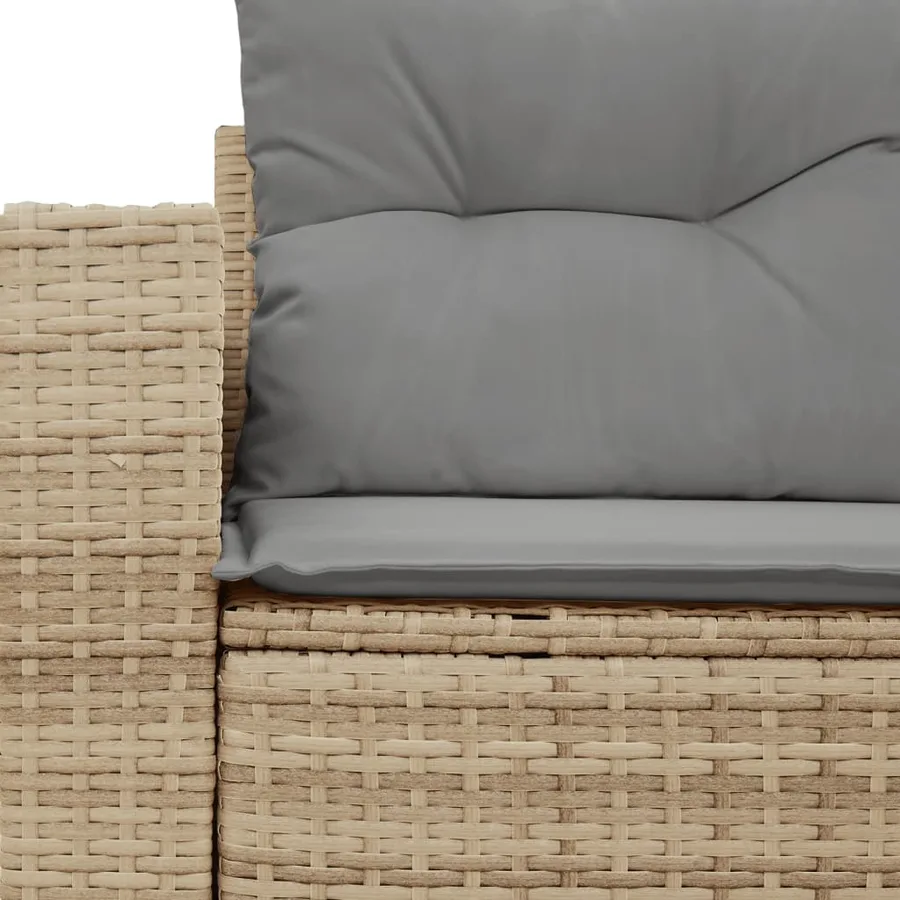Canapé de jardin avec coussins 2 places beige résine tressée - 8