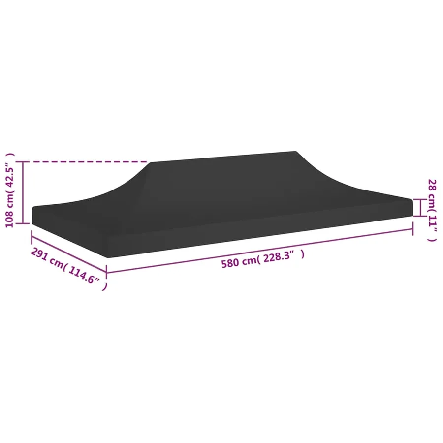 Toit de tente de réception 6x3 m Noir 270 g/m² - 6