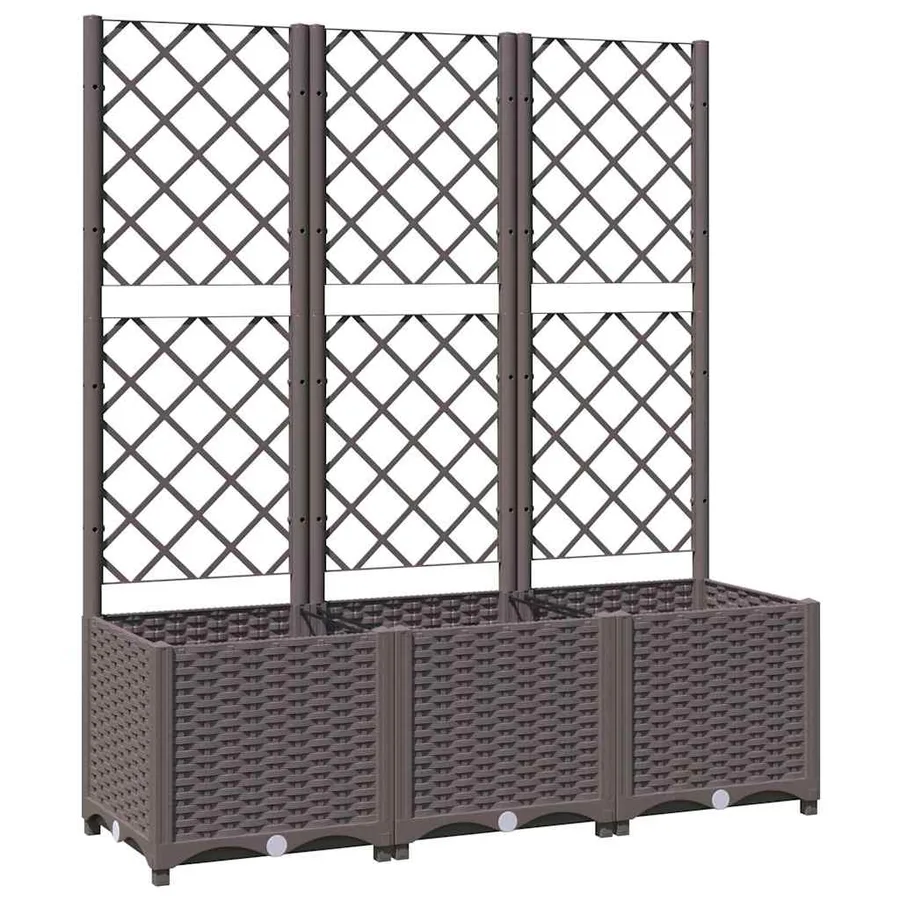 Jardinière avec treillis Marron 120 x 40 x 136 cm PP - 2