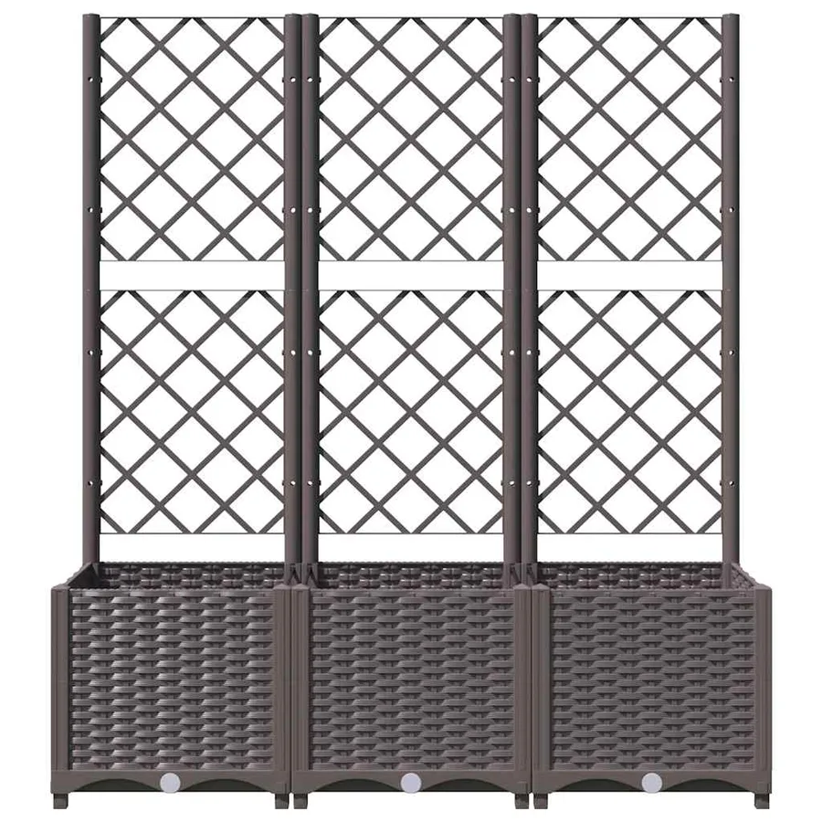 Jardinière avec treillis Marron 120 x 40 x 136 cm PP - 4