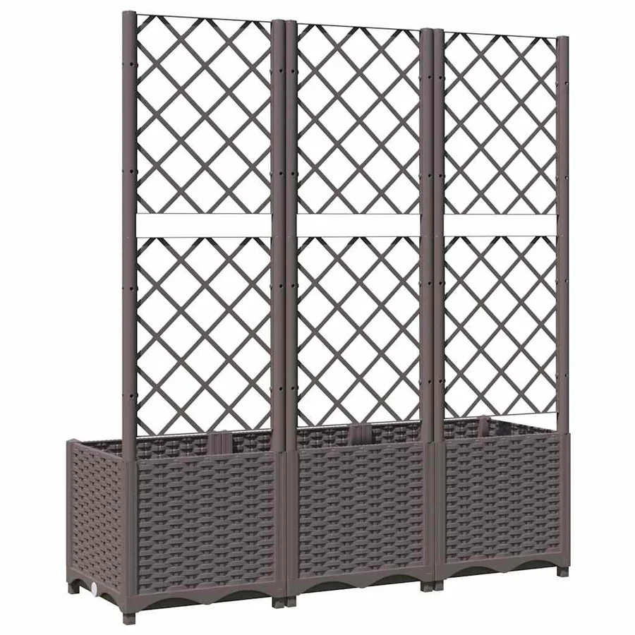 Jardinière avec treillis Marron 120 x 40 x 136 cm PP - 6