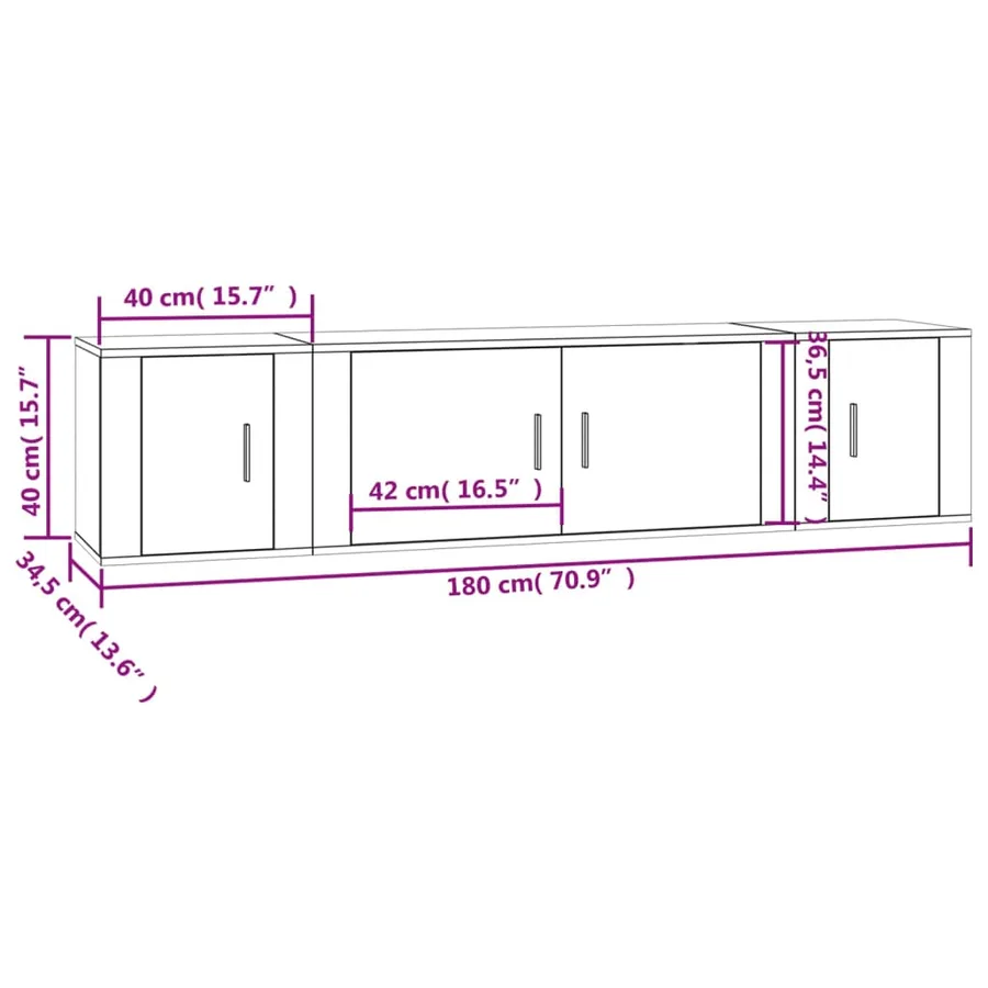 Ensemble de meubles TV 3 pcs Chêne sonoma Bois d'ingénierie - 10