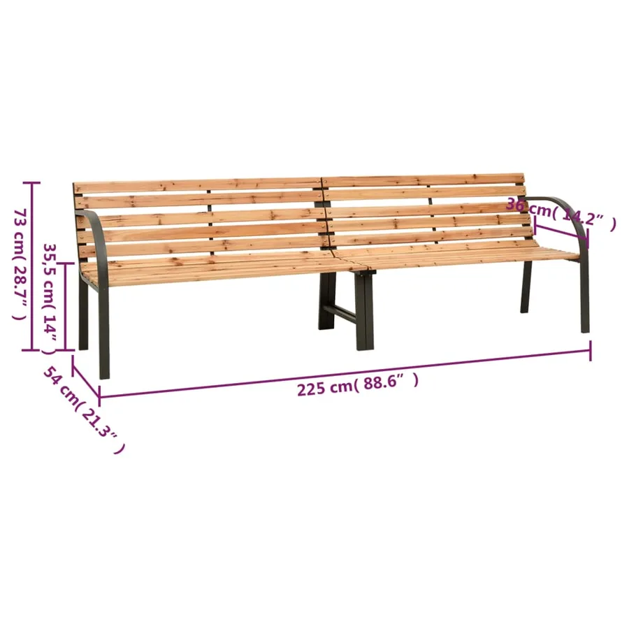 Banc double de jardin 225 cm Bois de sapin massif - 6