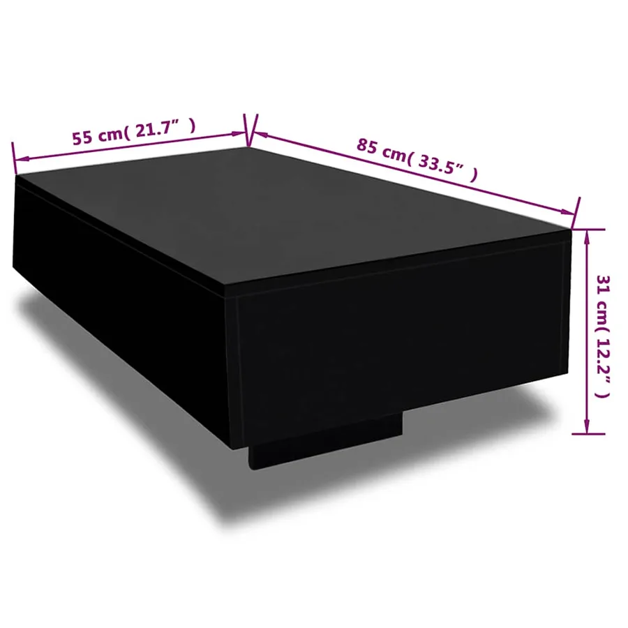 Table basse Haute brillance Noir - 5