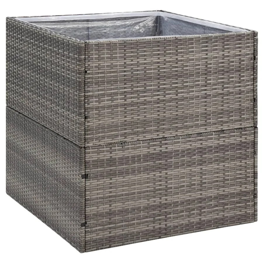 Jardinière Gris 80x80x80 cm Résine tressée - 2