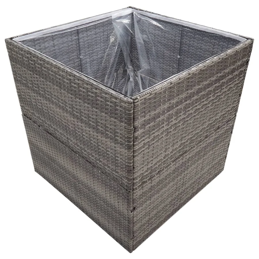 Jardinière Gris 80x80x80 cm Résine tressée - 3