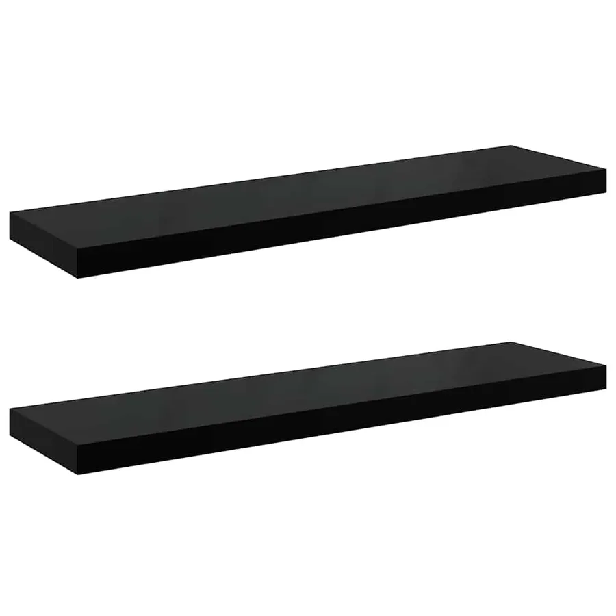 Étagère murale flottante 2 pcs Noir brillant 90x23,5x3,8 cm MDF - 2