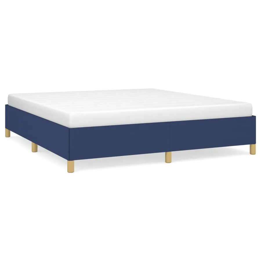 Cadre de lit sans matelas bleu 180x200 cm tissu - 2