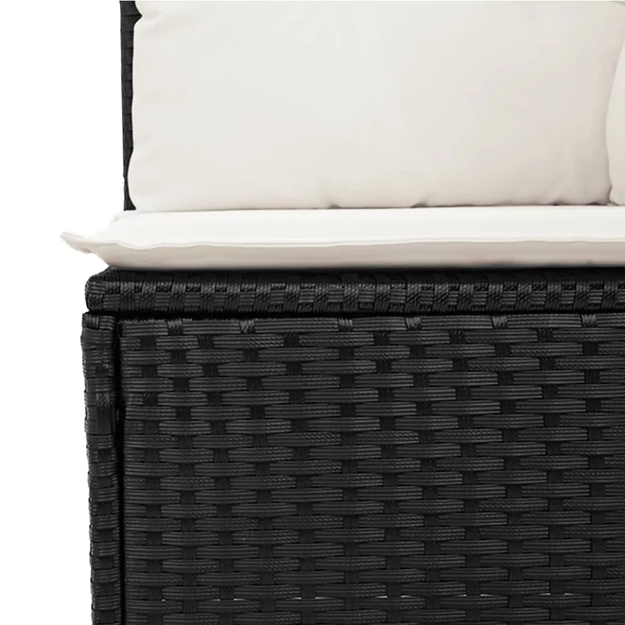 Salon de jardin 4 pcs avec coussins noir résine tressée - 5