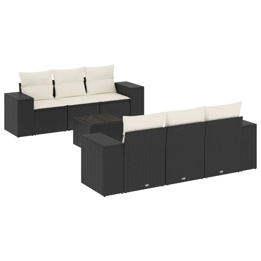 Salon de jardin 7 pcs avec coussins noir résine tressée 55 x 62 x 69 cm - 63,4 kg - 2
