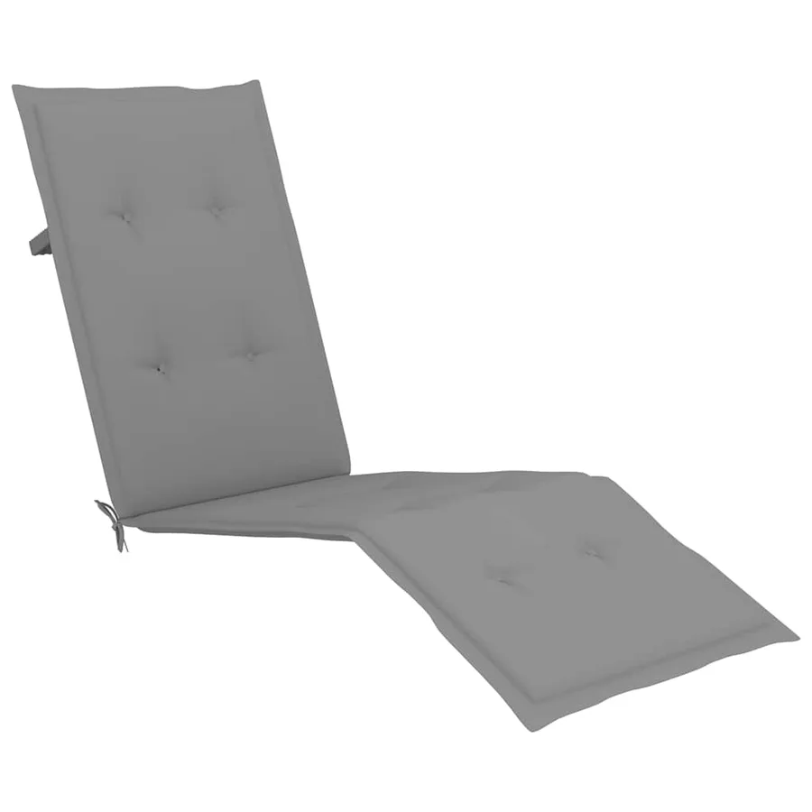Chaise longue d'extérieur repose-pied et coussin Acacia solide - 6