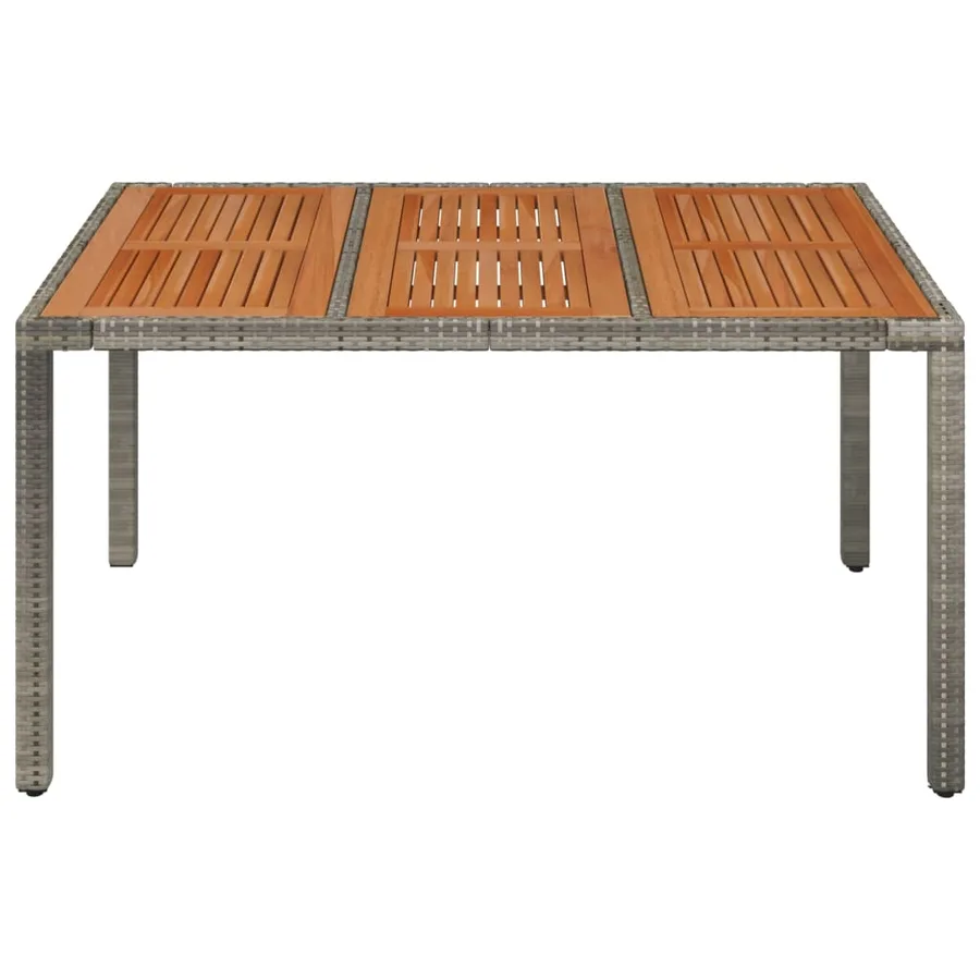 Table de jardin dessus en bois Gris 150x90x75 cm Résine tressée - 3