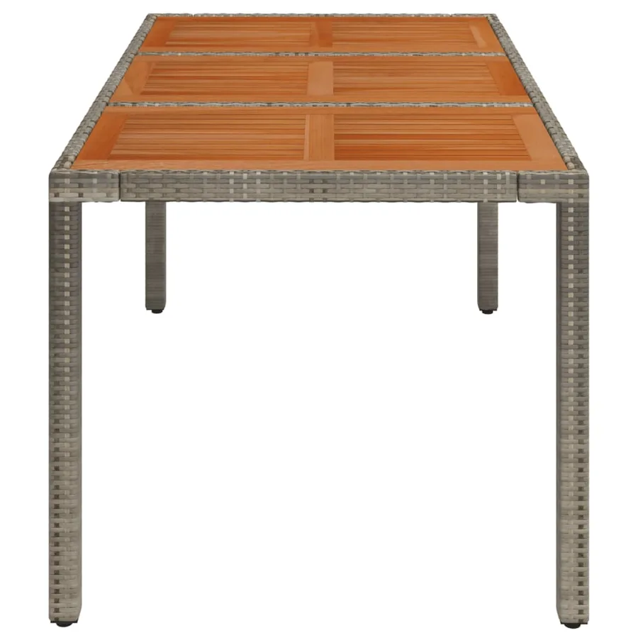 Table de jardin dessus en bois Gris 150x90x75 cm Résine tressée - 4