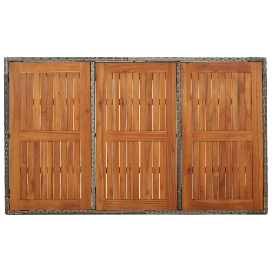 Table de jardin dessus en bois Gris 150x90x75 cm Résine tressée - 5