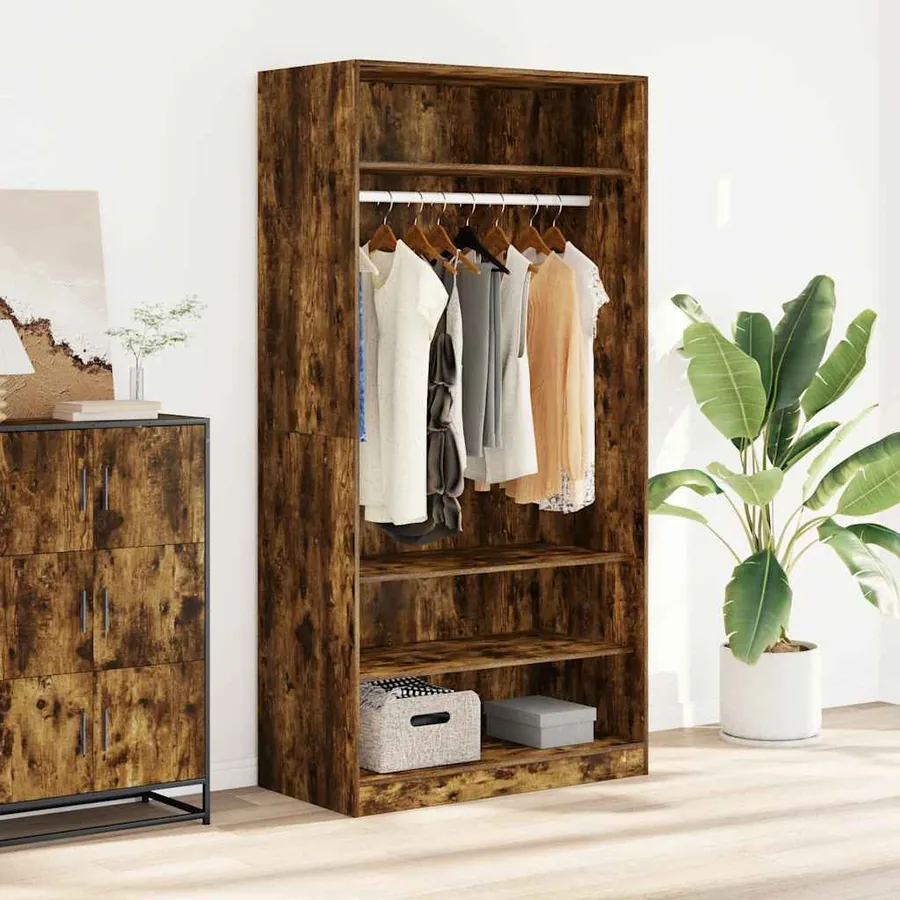Garde-robe chêne fumé 100x50x200 cm bois d'ingénierie