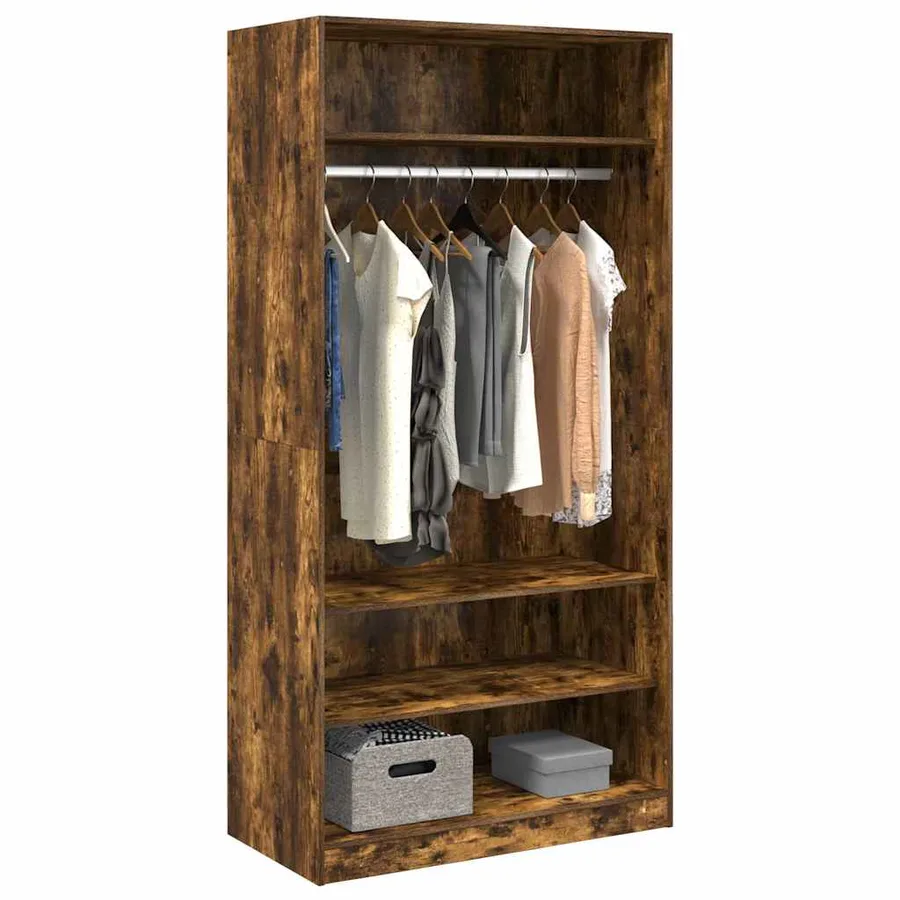 Garde-robe chêne fumé 100x50x200 cm bois d'ingénierie - 3