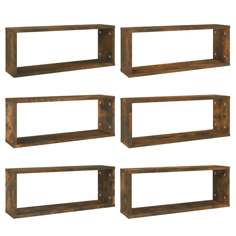 Étagères murales cube 6 pcs Chêne fumé 60x15x23 cm Bois - 2