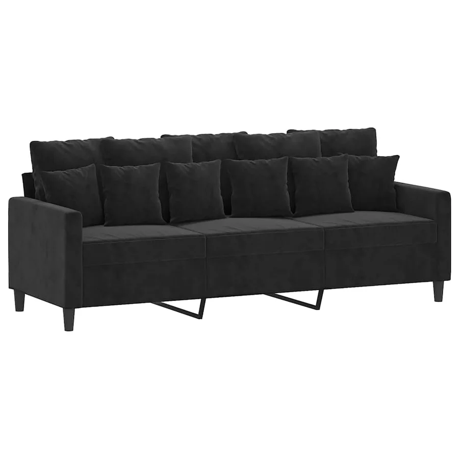Ensemble de canapés 2 pcs avec coussins Noir Velours - 4
