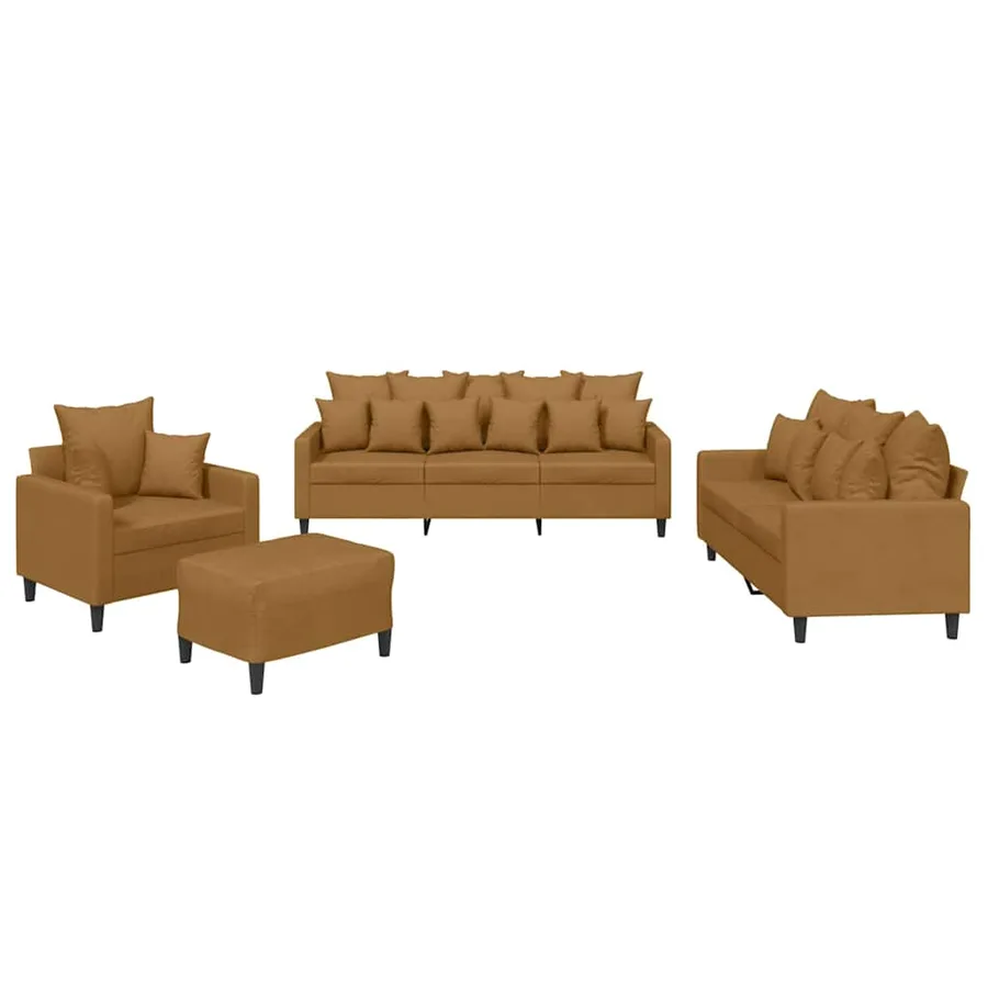 Ensemble de canapés 4 pcs avec coussins Marron Velours - 2