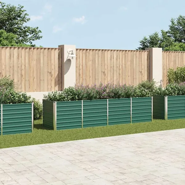 Lit surélevé de jardin Acier galvanisé 320x80x77 cm Vert