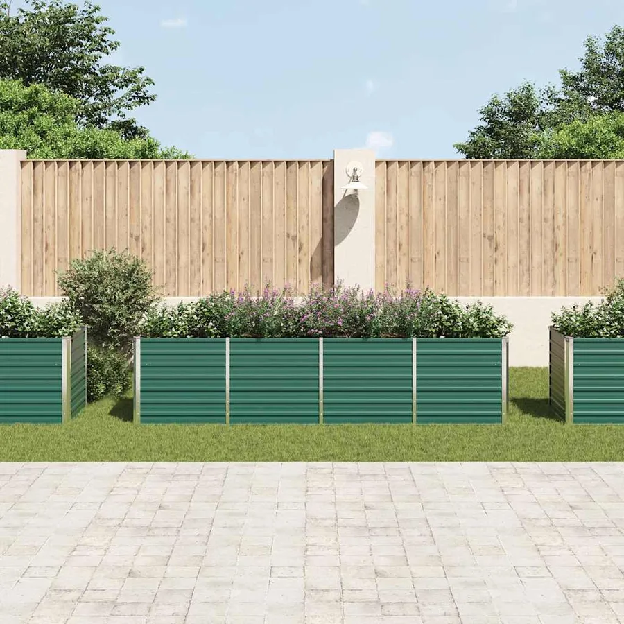 Lit surélevé de jardin Acier galvanisé 320x80x77 cm Vert - 3