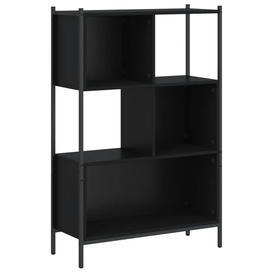 Bibliothèque noir 72x28x109 cm bois d'ingénierie - 2