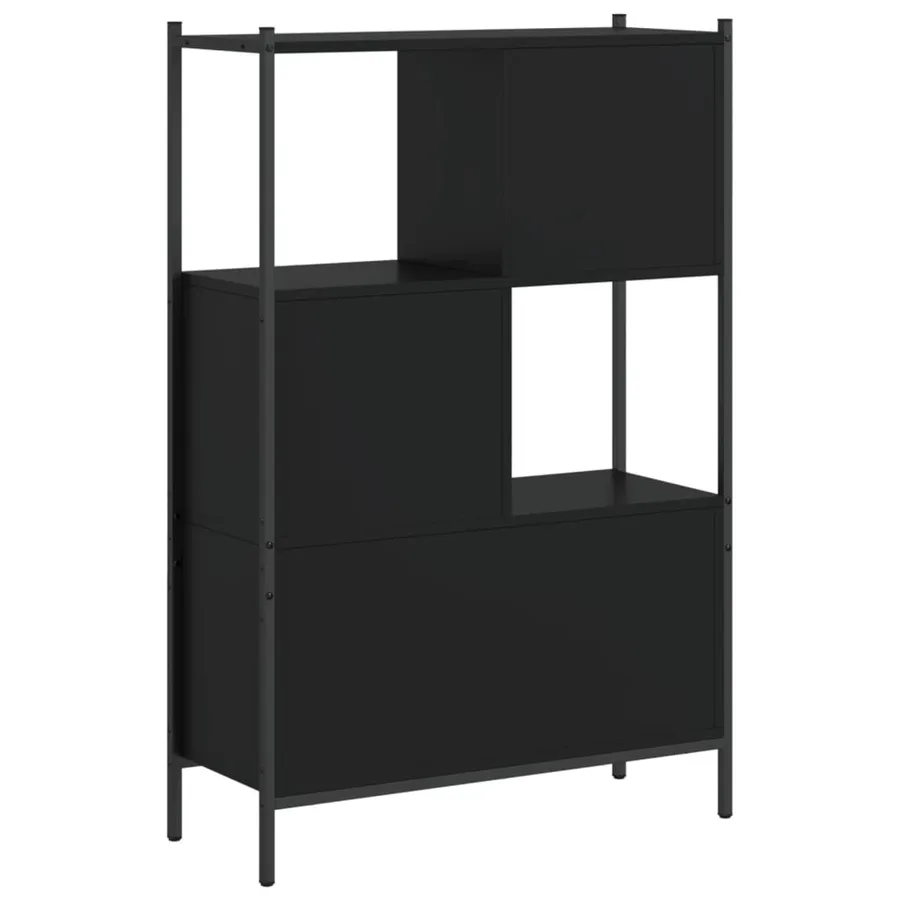 Bibliothèque noir 72x28x109 cm bois d'ingénierie - 7
