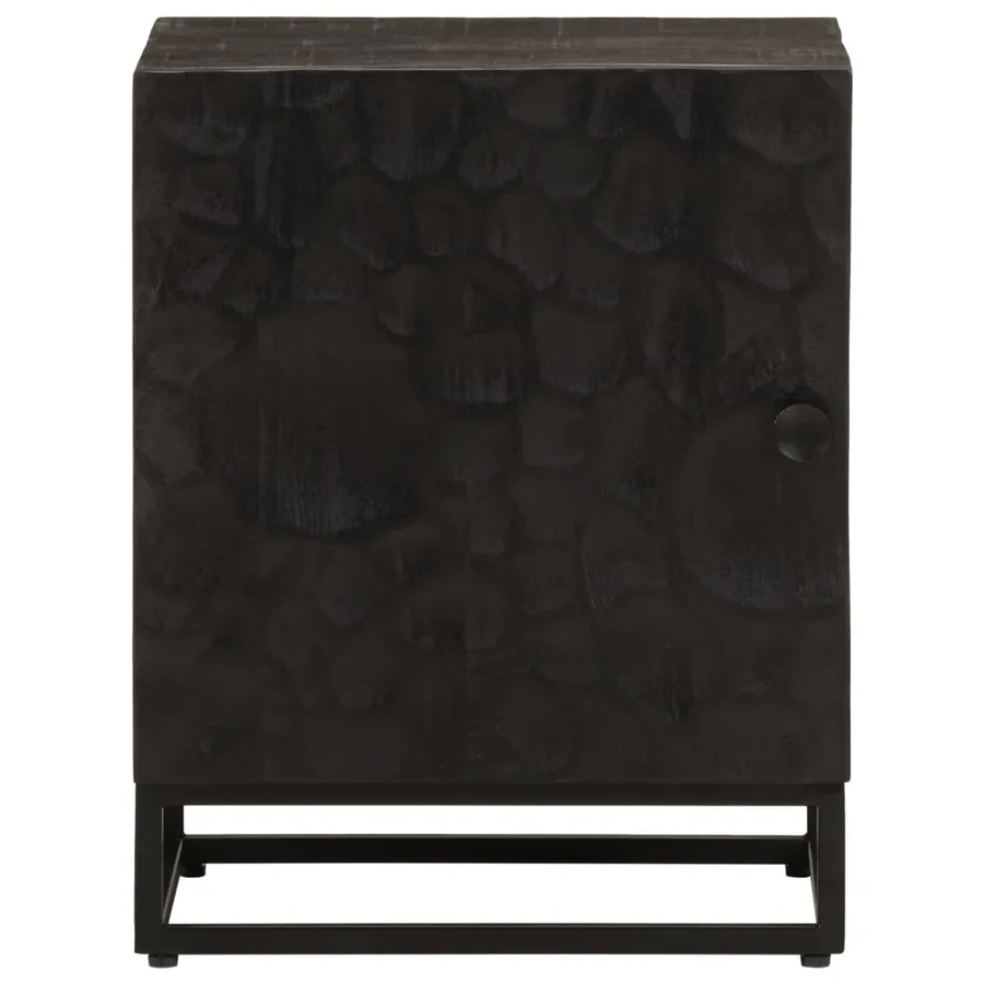 Table de chevet noir 40x30x50 cm bois massif manguier et fer - 3