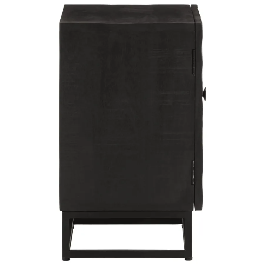 Table de chevet noir 40x30x50 cm bois massif manguier et fer - 4