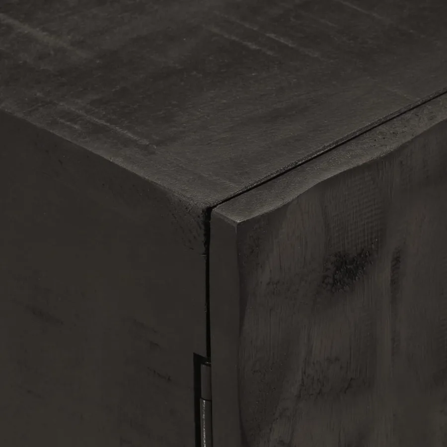 Table de chevet noir 40x30x50 cm bois massif manguier et fer - 6